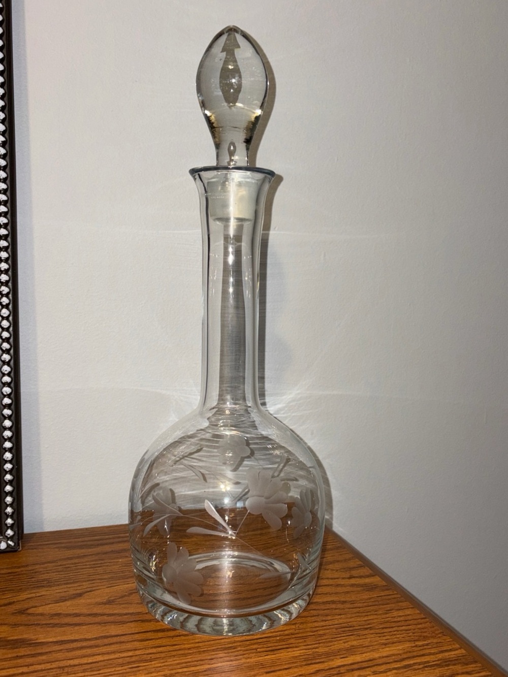 Vintage Princess House Heritage Etched Crystal Decanter with Finial Stopper 16”